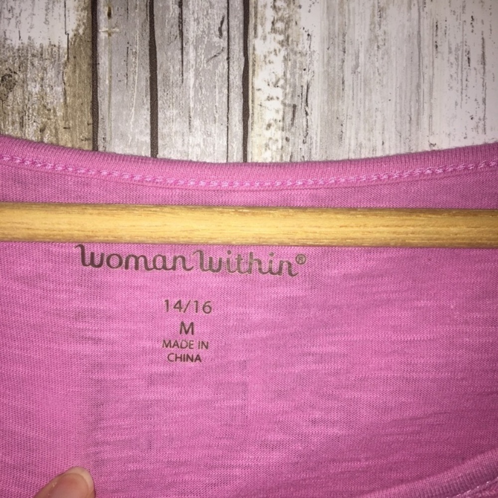 Woman Within Pink Long Sleeve Lace Blouse - Picture 4 of 4